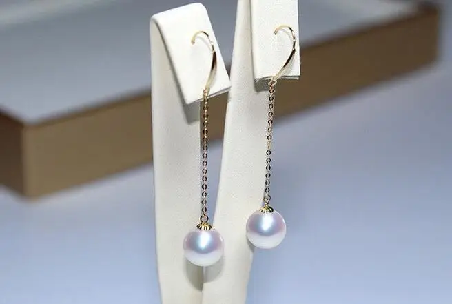 Бесплатная доставка великолепная пара из 10 11 южноморских круглых белых жемчужин