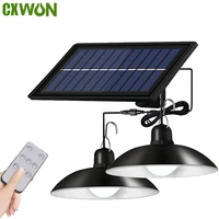 double head solar pendant light outdoor waterproof split outdoor led solar spotlight sunlight street lamp with remote for garden