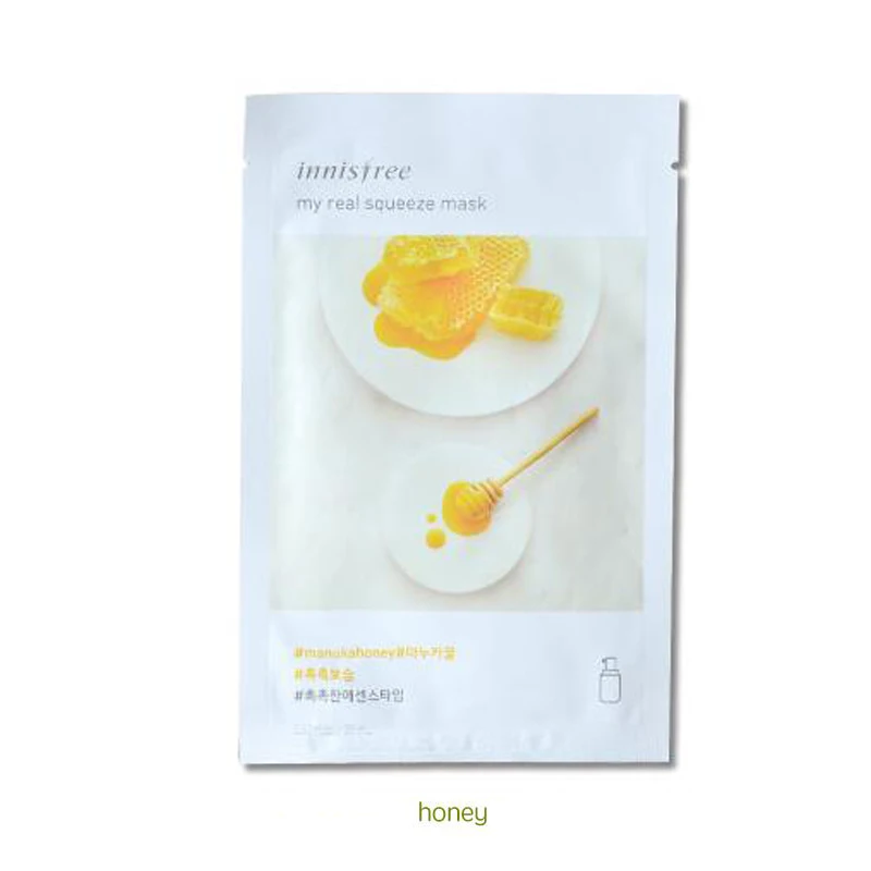 honey Innisfree It's Real Squeeze Mask увлажняющая маска с контролем жирности, Антивозрастная гладкая кожа, Корейская косметическая маска для лица - Цвет: honey