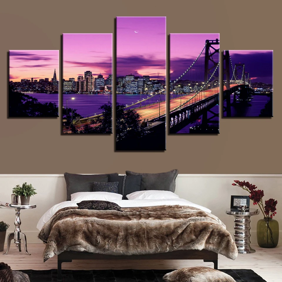 Настенные картины постеры печати на холсте Home Decor 5 шт. с изображением пурпурного