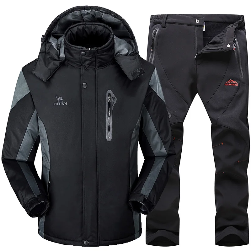 Ski Suit Men Snowboard Fleece Jacket+Pants Thicken Warm Waterproof Windproof Skiing And Snowboarding Sets Winter Snow Suits Male