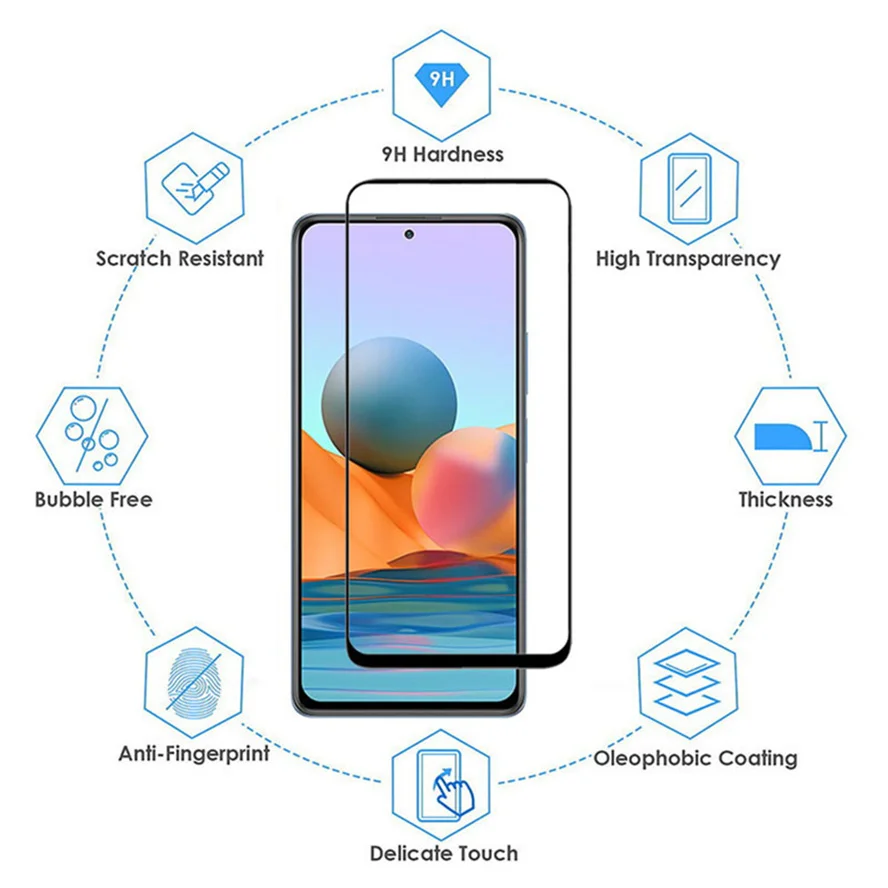 

2-in-1 Tempered Glass Screen Protectors for Redmi Note 10 9 Pro Max 9S 9T 7 Camera Lens Protective Glass for Redmi Note 8 Pro