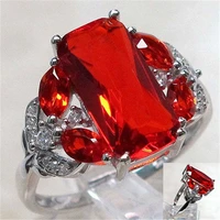 fashion women luxurious large red engagement ring wedding band size 6 10