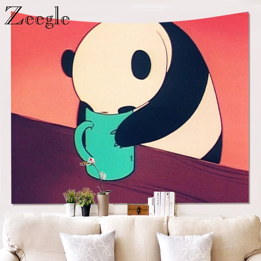 Zeegle мультфильм панда настенный гобелен Пикник одеяло кухонные скатерти домашнее
