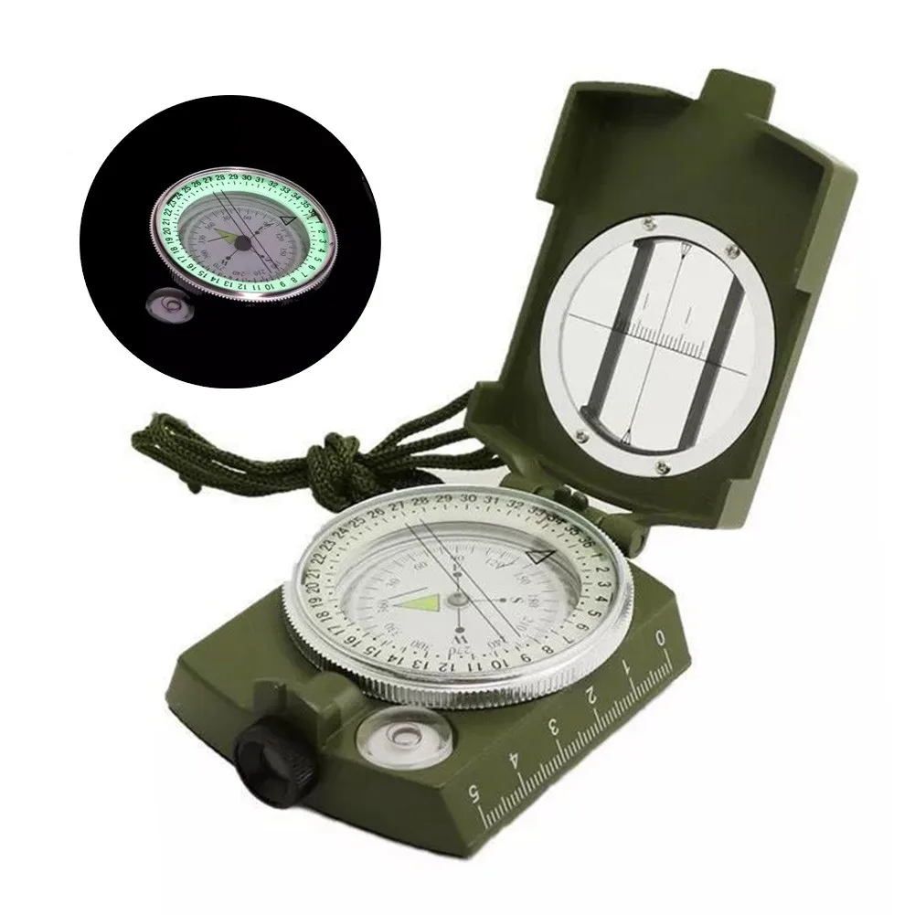 

New Professional Pocket Military Army Geology Compass For Outdoor Hiking Camping Camouflage/black Fluorescent Light Outdoor Tool