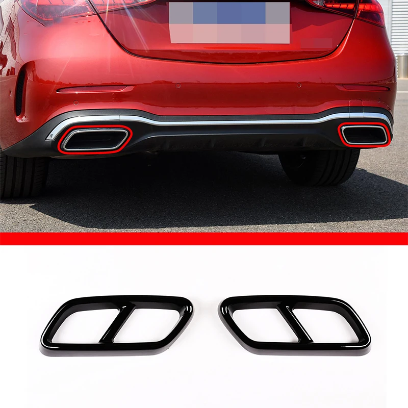 

For Mercedes-Benz C-Class C200 C220 2022 ABS Car Tail Throat Muffler Exhaust Pipe Tail Cover Trim Exterior Details Auto parts