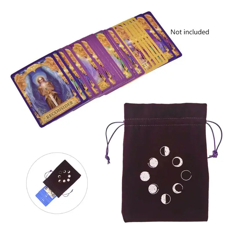 

Velvet Tarots Storage Bag Moon Phase Oracle Card Divination Bag Board Game Toy Jewelry Home Mini Drawstring Package