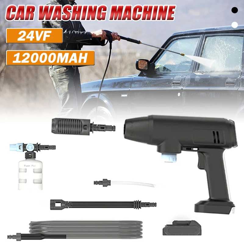 12000mAh High Pressure Washer Machine Outdoor Wireless Water Spay Gun Washing Tool with Battery for Car Motorcycle Cleaning