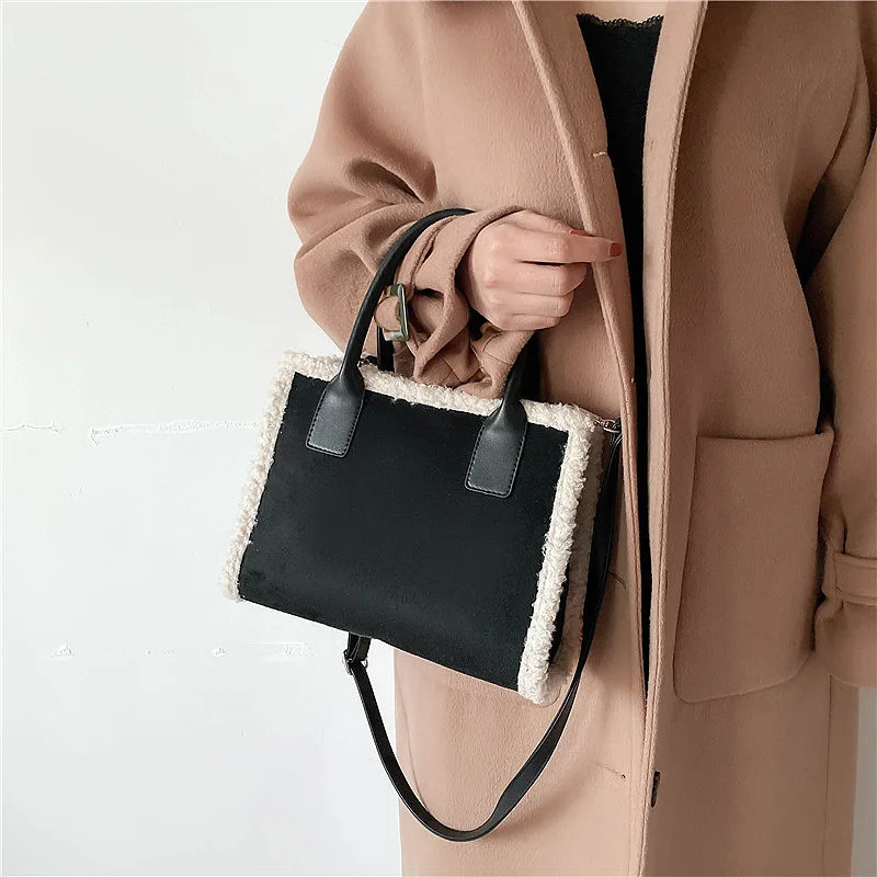 

Новинка зимы шерсть комбинированное платье с узором, женская сумка через плечо в Корейском стиле Стиль женские сумки из натуральной кожи мо...