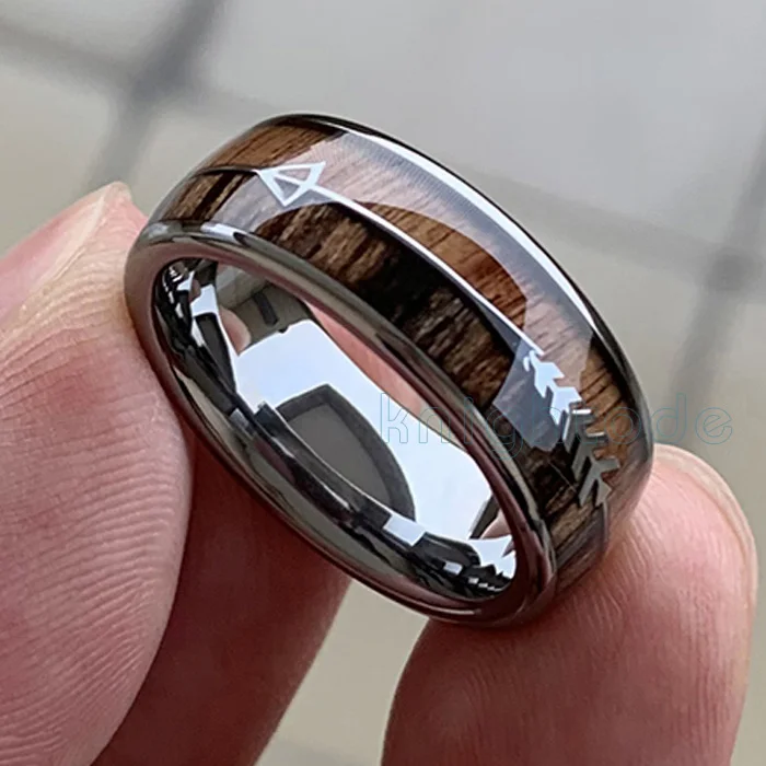 8mm silver 8/6 мм Мода розовое золото Вольфрам карбида деревянные кольца Для женщин Для мужчин классический Серебряный Обручение Band и Сталь стрелка инкрустация черный Стиль - Цвет основного камня: 8mm silver