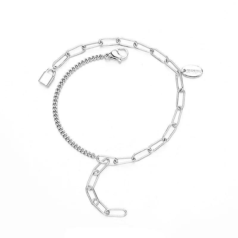 

Iоттенки буквы марки маленький замок браслет женский INS холодный ветер дизайн чувственный замок Асимметричный браслет с кисточкой для подр...