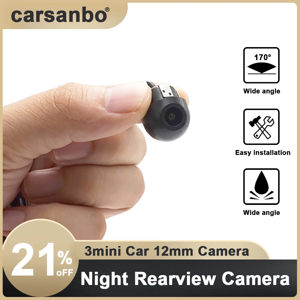 12mm Hanging Mount Backup Mini Camera with Guide Line Switchable Night Vision Camera IP67 Waterproof Car RearView Cameras