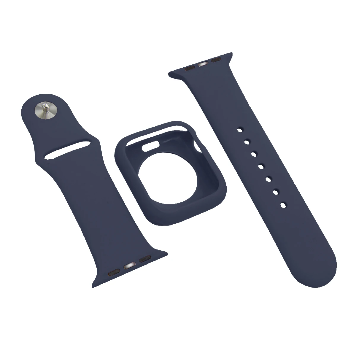 Dark blue Защитный чехол и ремешок для apple watch 4, 5, 44 мм, 40 мм, мягкий силиконовый браслет 2 в 1, подходит для iwatch series 3, 2, 1, 42 мм, 38 мм - Цвет: Dark blue