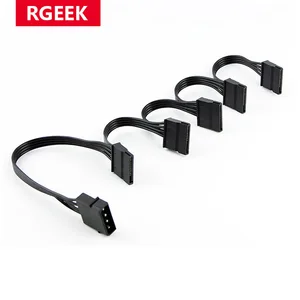 Кабель питания RGEEK IDE Molex, 4-контактный сплиттер для жесткого диска, SATA 1-5, 18AWG, черный
