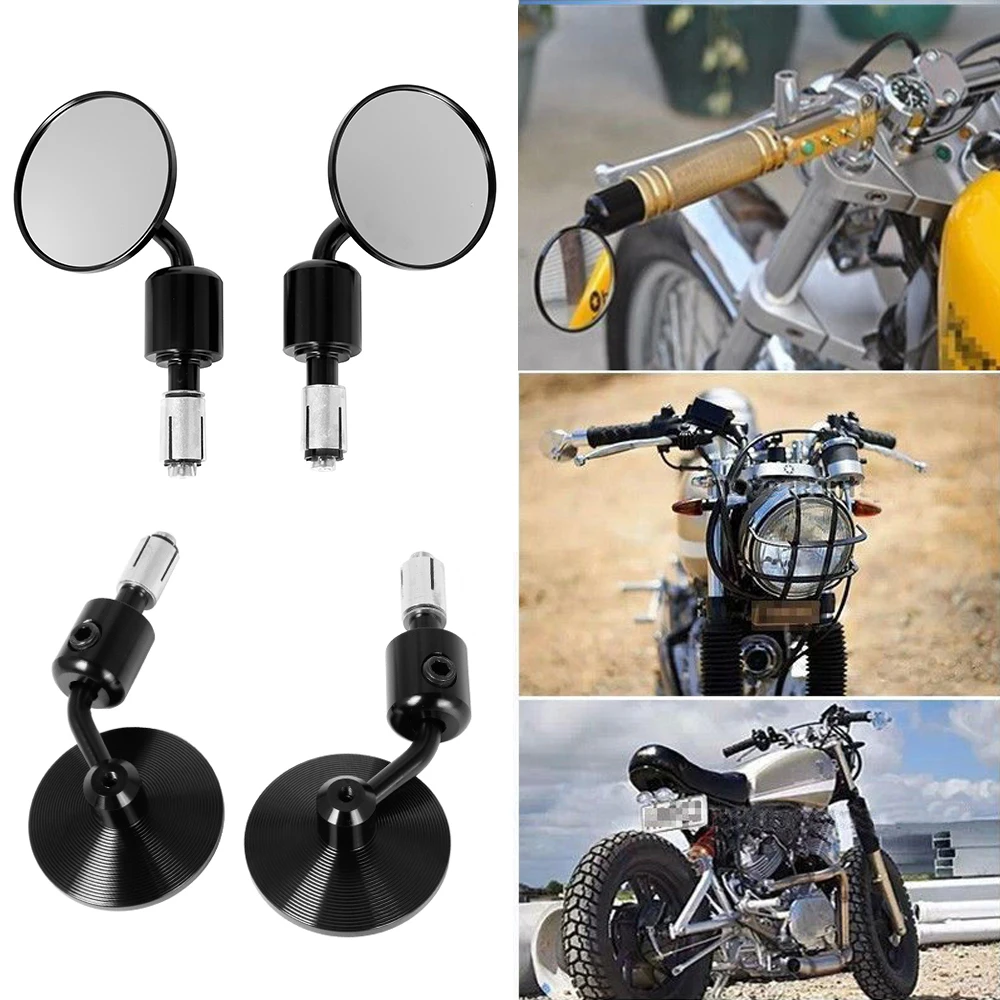 

Motorcycle Universal CNC Aluminum Rear View 3" Handle Bar End 7/8" Mirrors for Kawasaki Yamaha Honda Suzuki Motorcycle Chopper
