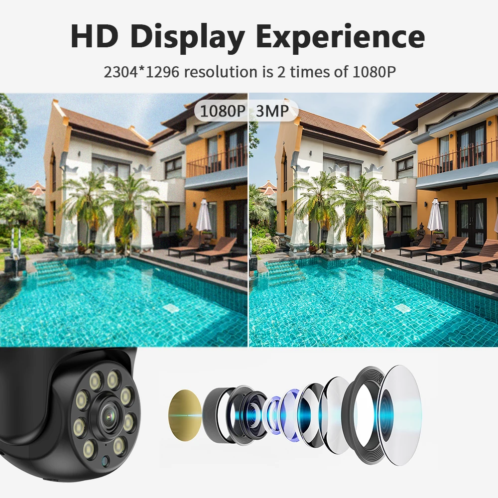tuya smart home 3mp ptz wifi camera outdoor video surveillance cameras with wifi security ip camera for home free global shipping