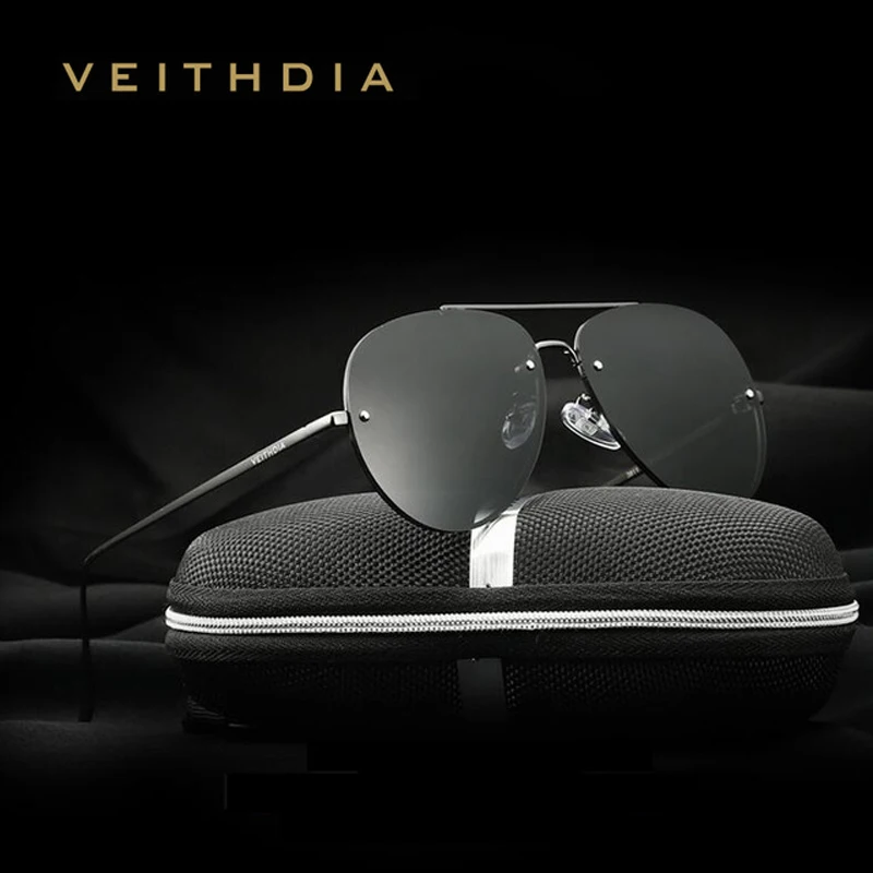 Солнцезащитные очки без оправы VEITHDIA модные брендовые с поляризационными