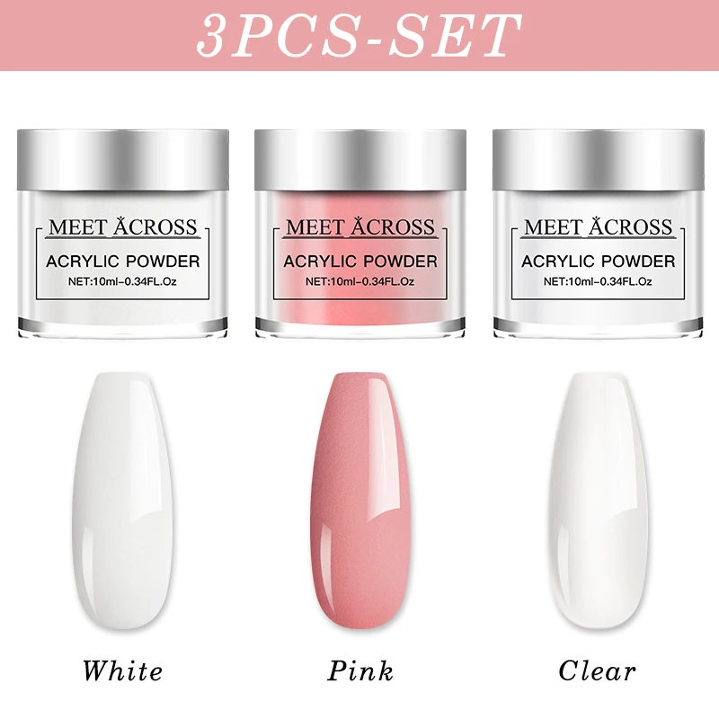 

MEET ACROSS Acrylic Powder Set Nail Kit 12 Colors Carving Nail Art Gel For Extension Manicure Tools Set Acrylic Powder for Nails