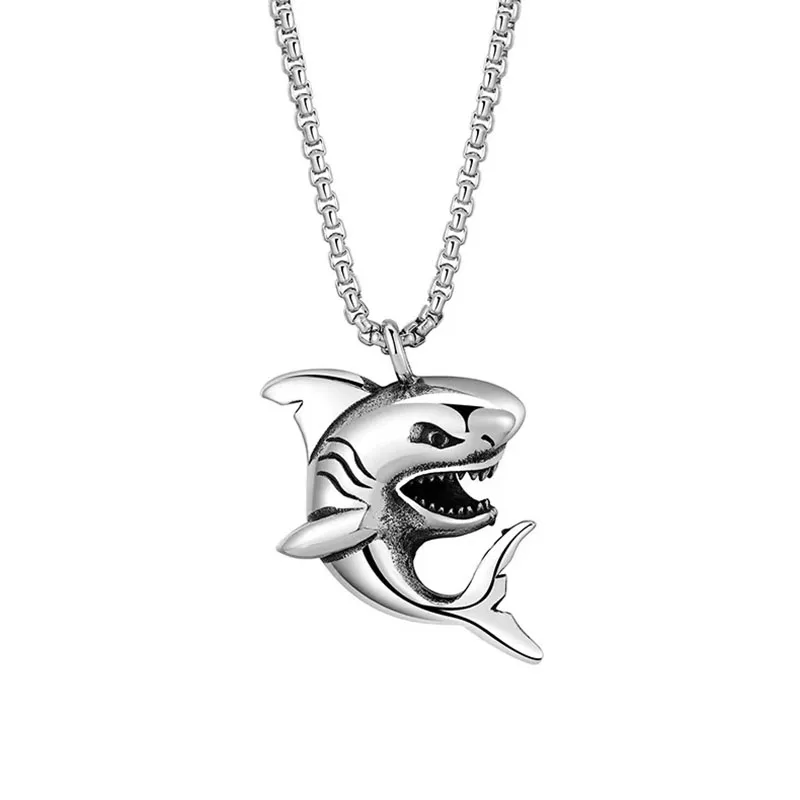 

316 stainless steel hip hop animal shark pendant necklace fashion charm personalized marine animal Necklace Jewelry Gift