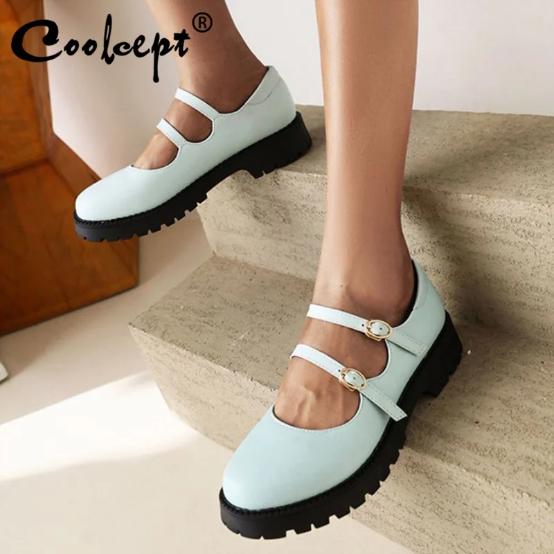 

Новые женские туфли CoolCept на плоской подошве, женские туфли с круглым носком и пряжкой для весны и осени, модная Милая обувь, повседневная обу...