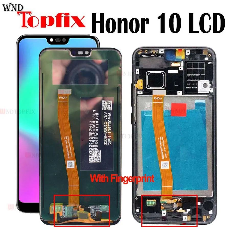 100% протестированный для Huawei Honor 10 ЖК-дисплей с сенсорным экраном и рамкой