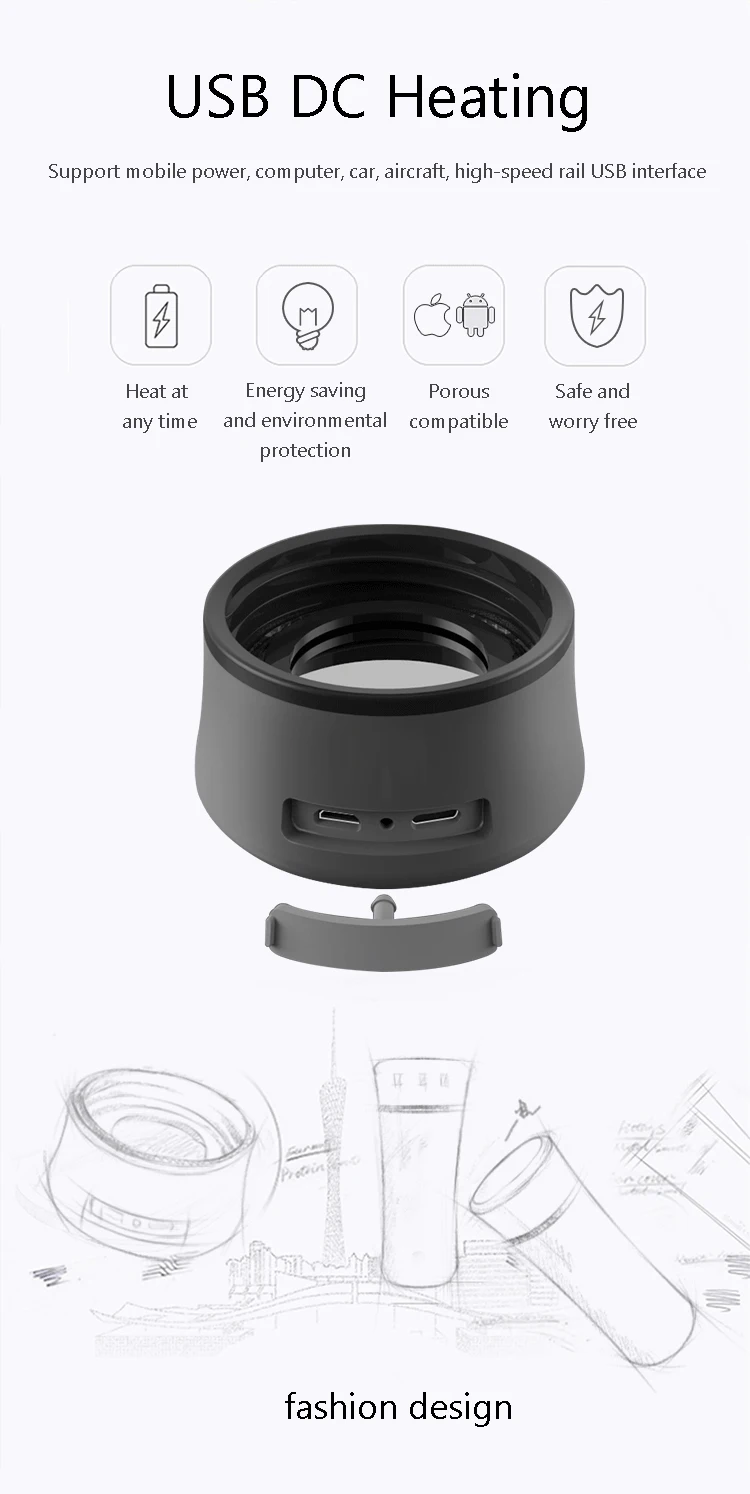 DMWD 320 мл USB бутылка для подогрева воды мини электрический чайник DC5V нержавеющая сталь чашка для воды для путешествий автомобиля/power Bank/компьютера