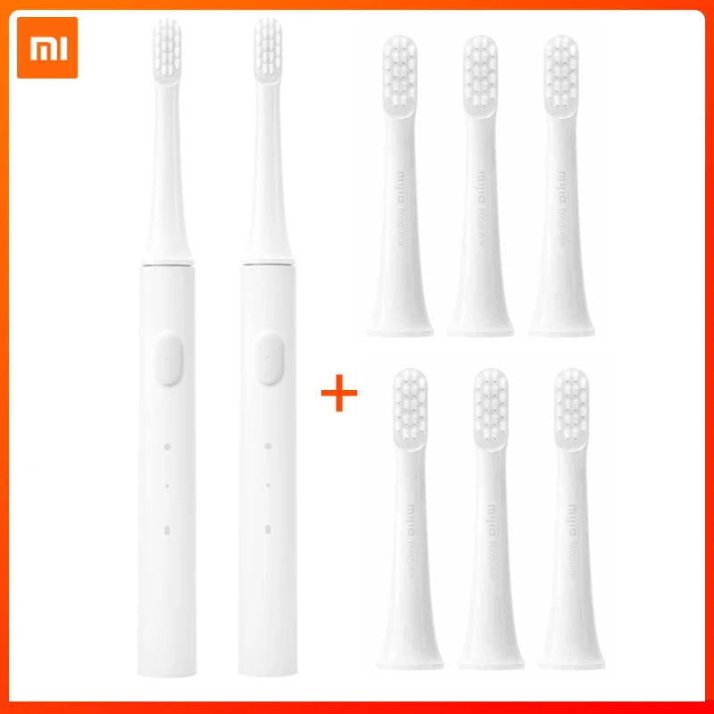 2 add 6 Xiaomi Mijia T100 звуковая электрическая зубная щетка для взрослых Водонепроницаемая ультра звуковая автоматическая зубная щетка с зарядкой от USB - Цвет: 2 add 6
