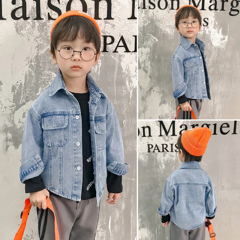 

2021 new spring coat Children's clothing baby boys Denim jacket 2-9 years old Korean toddler fall clothes classic Jean jacket
