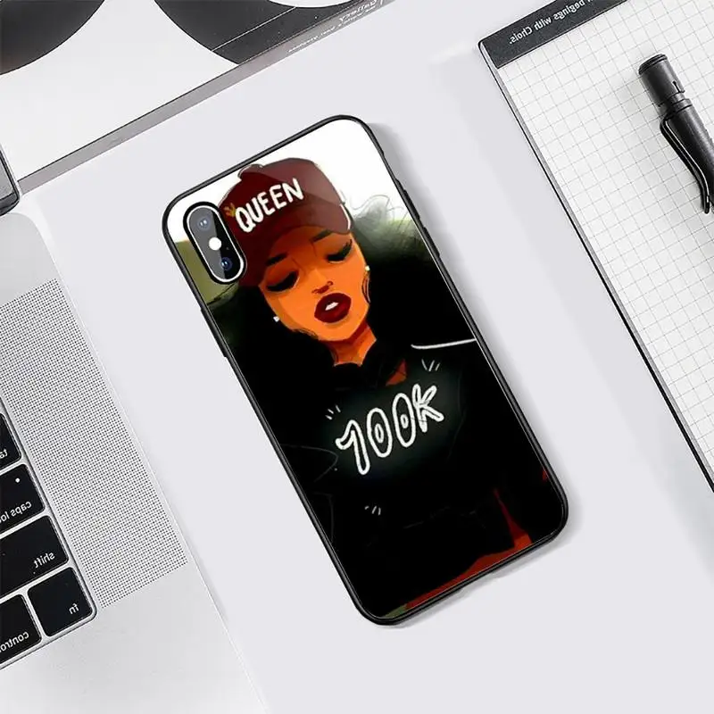 

Afro Black Girl Magic Queen Melanin Poppin Phone Cases Tempered glass For iphone 5C 6 6S 7 8 plus X XS XR 11 PRO MAX