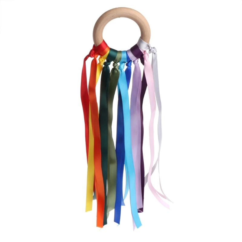 

Handmade Natural Wooden Ribbon Teether Bracelet Baby Kids Shower Chewing Toy