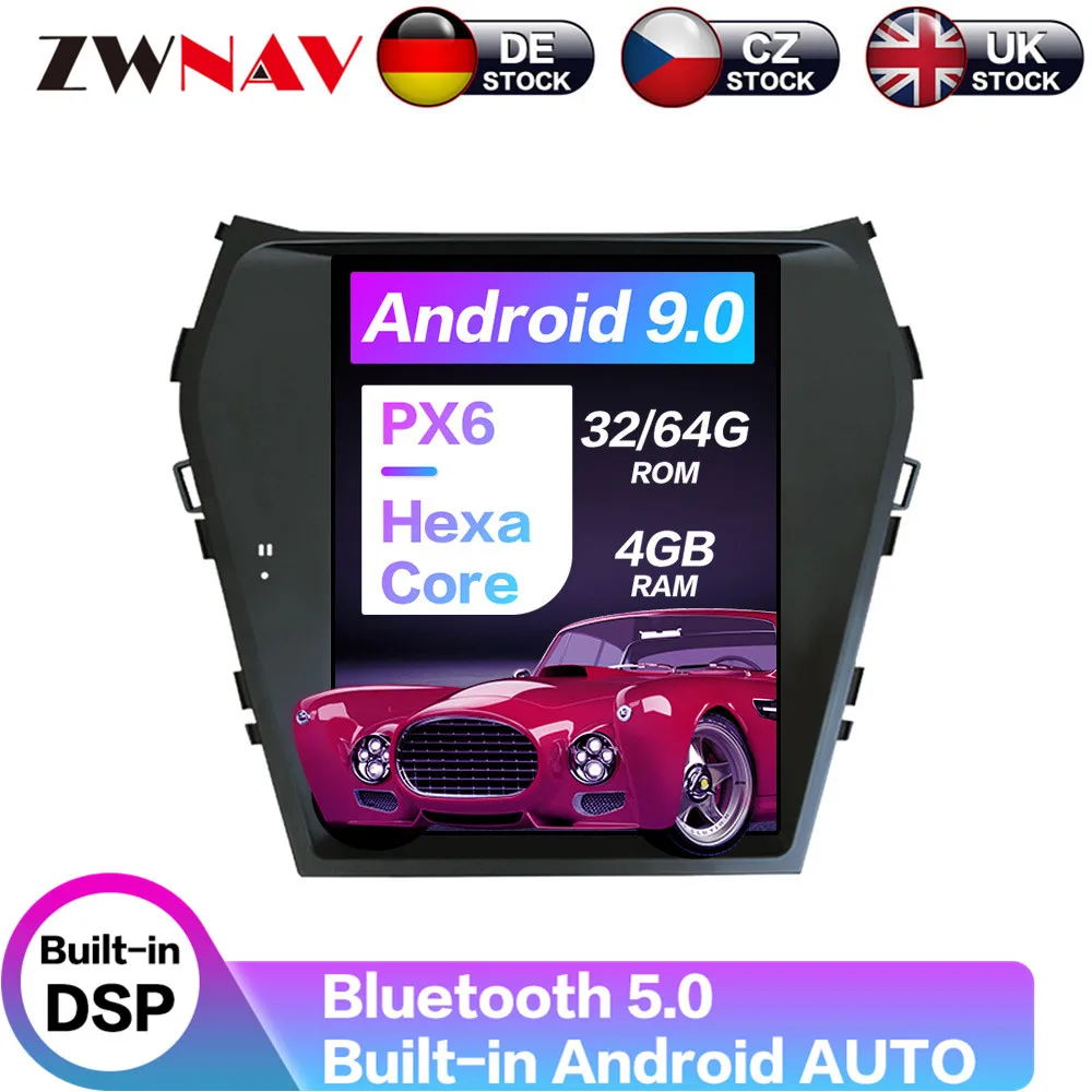 Android 9.0 4 + 64G PX6 вертикальный экран Tesla с DSP Carplay Автомобильный мультимедийный без DVD