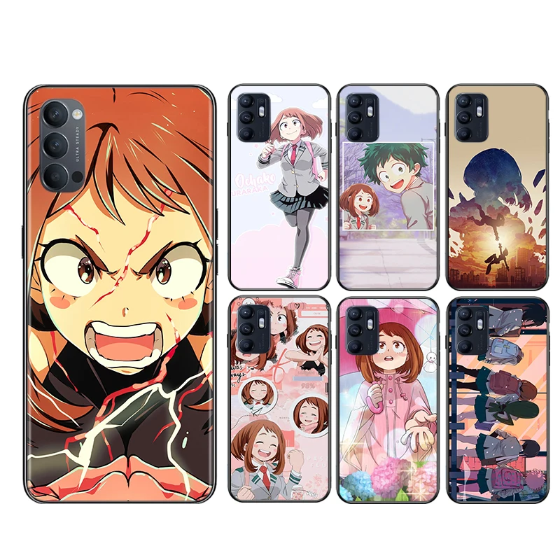 

Uraraka my Hero Academia Soft Black Silicone Cover For OPPO Reno 6 5 K 4 F SE Lite Z Pro Plus 5G Phone Case Shell Coque