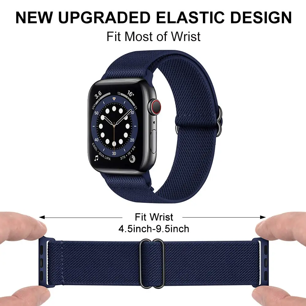 Ремешок для Apple watch 44 мм 40 45 41 регулируемый эластичный нейлоновый ремешок iWatch 3 4 5 se