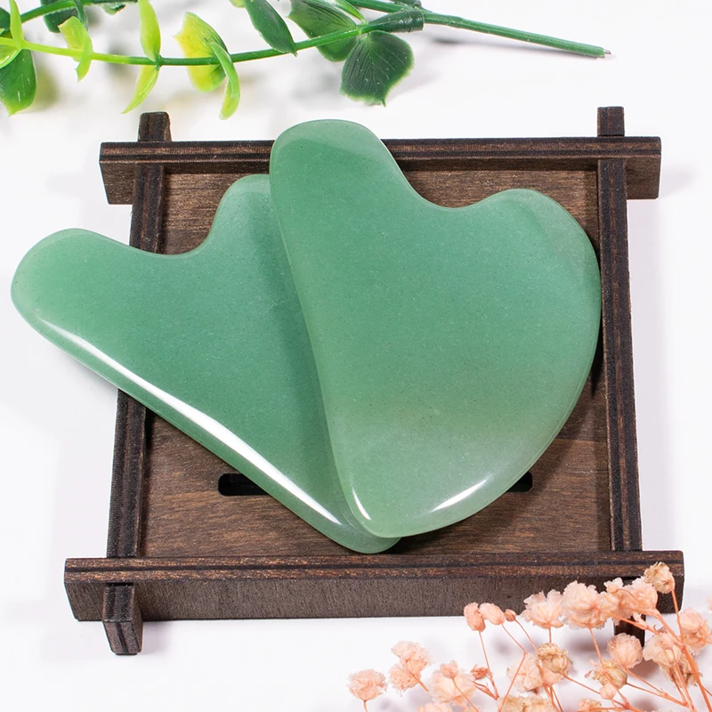 Натуральный Нефритовый камень зеленый авантюрин гуаша скребок в форме сердца