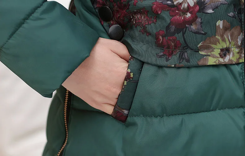 Abrigos mujer invierno, модный принт, зимний женский пуховик, хлопок, средней длины, куртка, парка с капюшоном, меховой воротник, утолщенное пальто