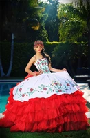 bm embroidery quinceanera dresses ball gown beaded sweet 16 dresses lace up formal prom party gown vestidos de 15 anos bm329