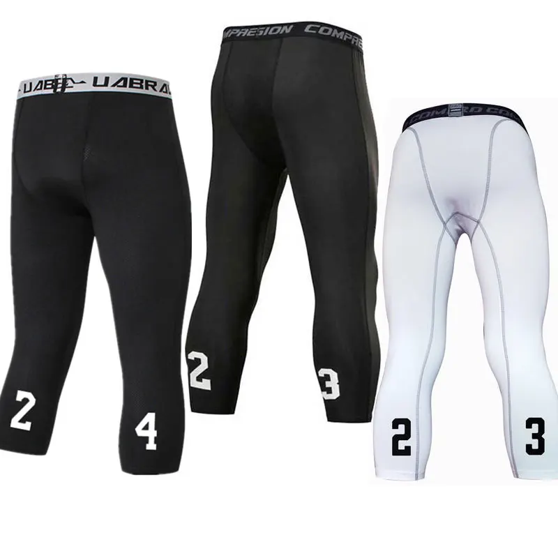 

Men Boy Students Children Capri Running Tights GYM Pant Basketball Exercise Fitness Workout Exercise Sport Cropped Legging 1023