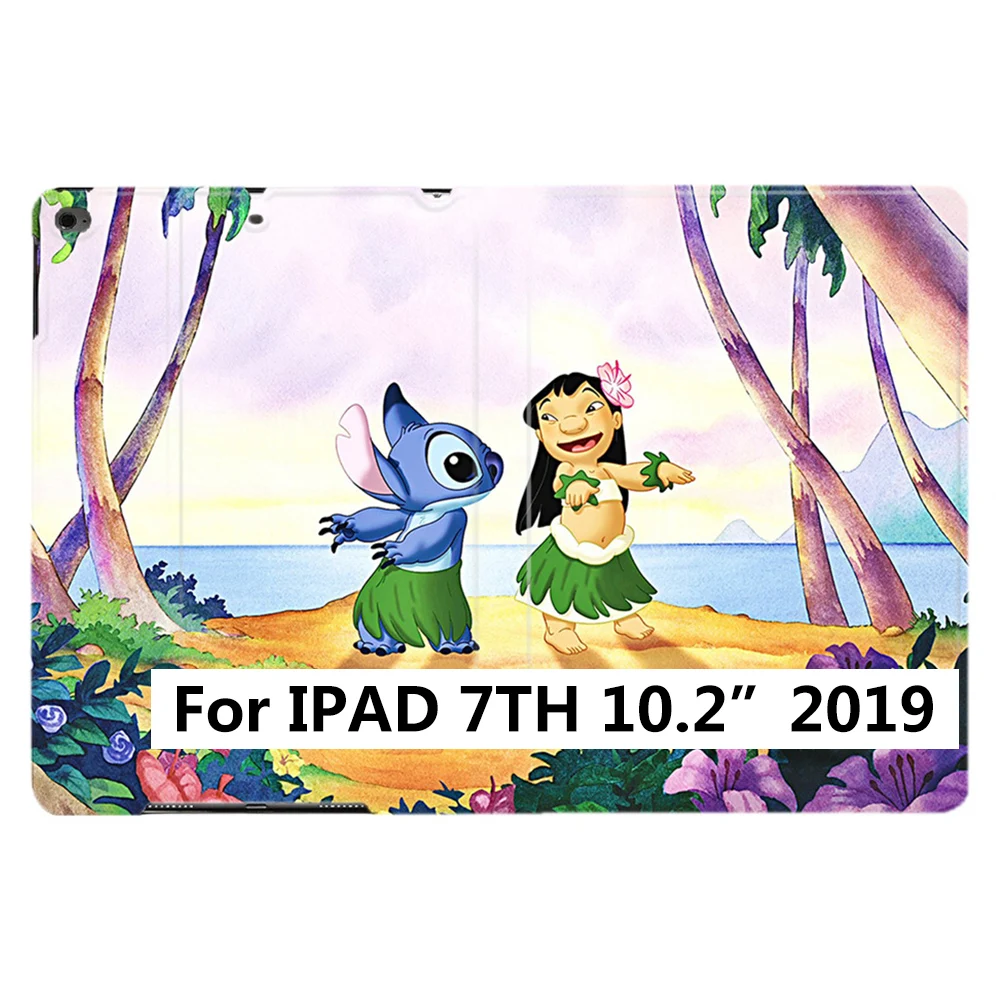 iPad 7th 10.2 2019 Умный чехол для iPad Air 2 3 6th 9," 7th 10,2" 10," MINI 45 с мультипликационным принтом Лило и Ститч Гавайский самба танец из искусственной кожи - Цвет: iPad 7th 10.2 2019