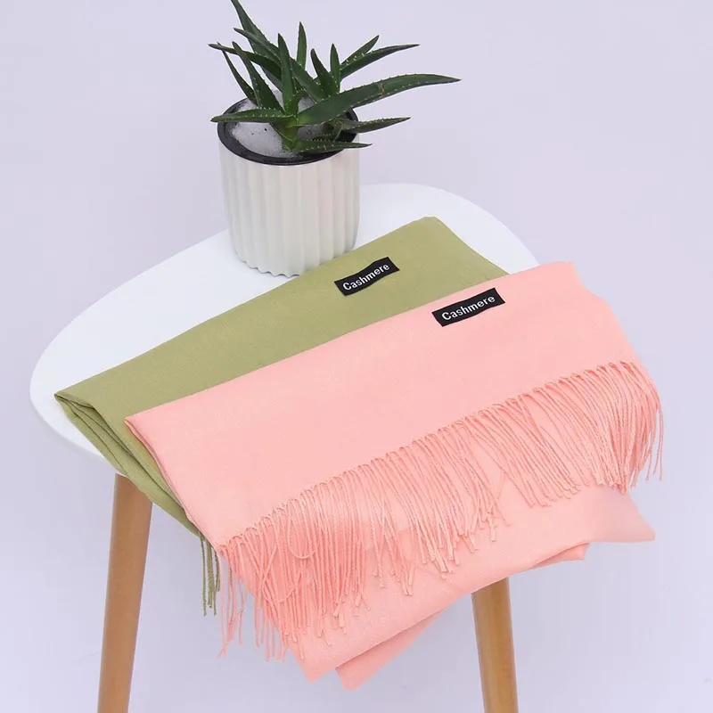 Женский шарф модные тонкие однотонные шали Женская Пашмина бандана хиджаб