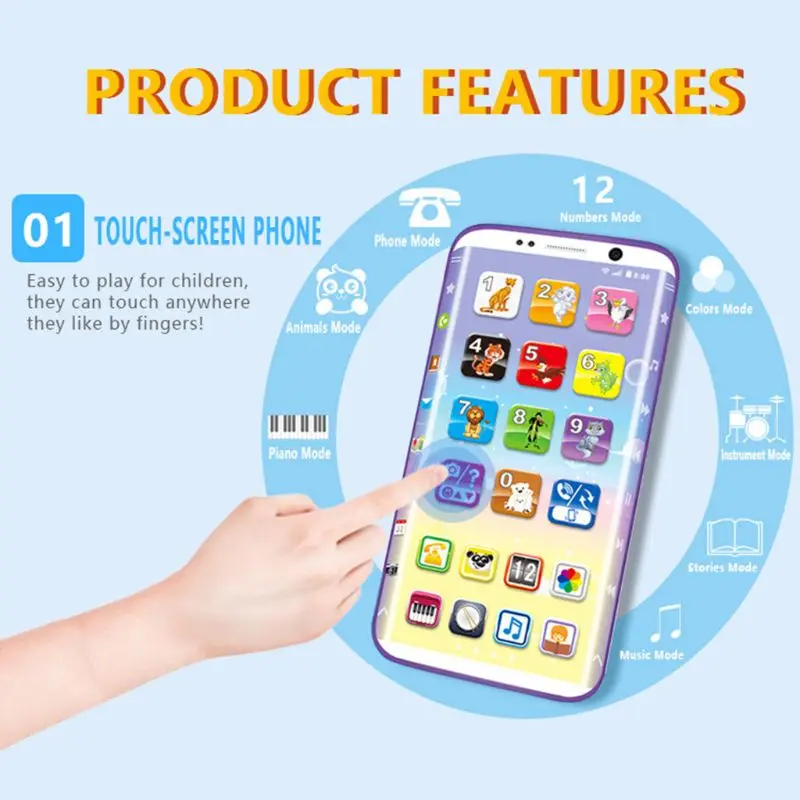 

Curved Screen Toy Phones With Light Early Educational Toys Learning English Number Infant Toddler Boy Girl Baby Toy Gift BX0D