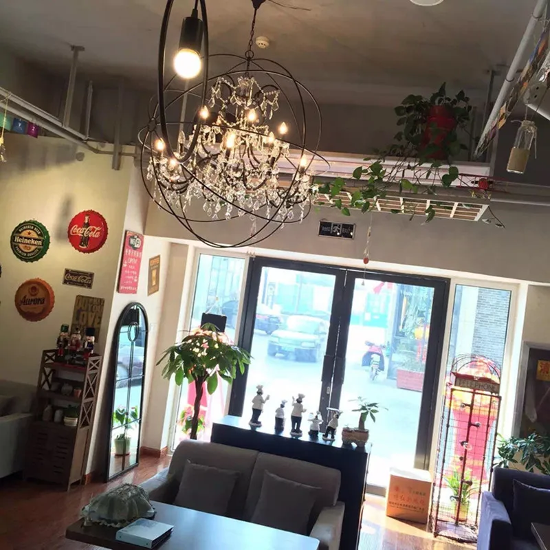 

Modern Vintage Orb Crystal Chandelier Lighting Rustic Candle Chandeliers Hanging Light for Home BAR Restaurant Hotel Decor