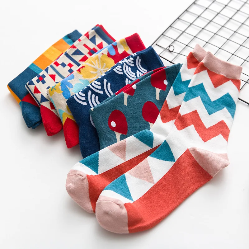 

SP&CITY Harajuku Women Men's Socks Geometric Patterns Funny Socks Women Cotton Comfortable Socks Clothing Accessories For Woman