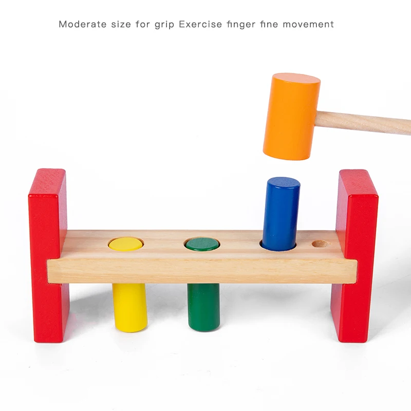 

Knock Stakes Game Fun Pile Driving Table Toys Fine Motor Skills Tools Early Enlightenment Training Wood Montessori Toddler Toys