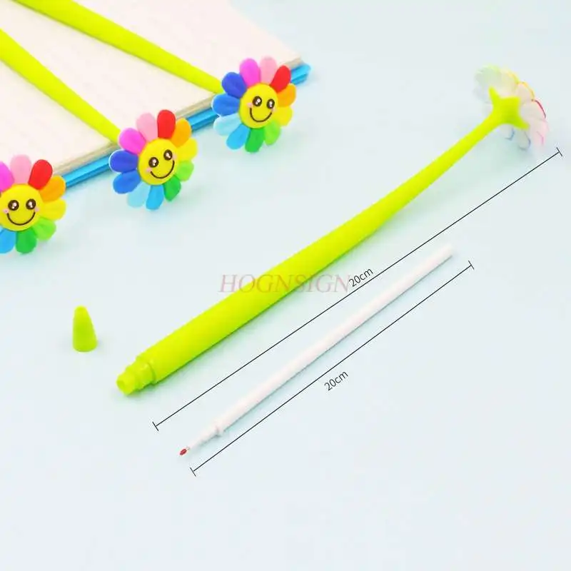 

3pcs Smiley Sun Flower Gel Pen Seven Color Flower Gel Pen Student Signature Pen Kindergarten Black Pen