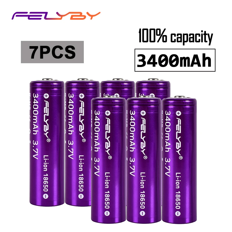 FELYBY 7 шт. 18650 3 в литий ионная аккумуляторная батарея au литиевая 100% новая