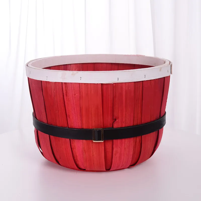 Red belt frame Новорожденные рождественские фотографии детские принадлежности корзина красная кнопка тканая рамка студия съемки реквизит для фотосъемки новорожденных реквизит - Цвет: Red belt frame