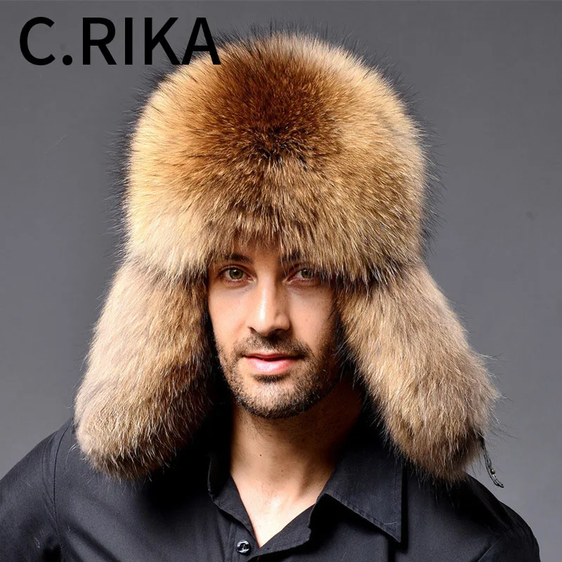 Русские мужские шапки бомберы из овечьей кожи искусственный Лисий мех енота