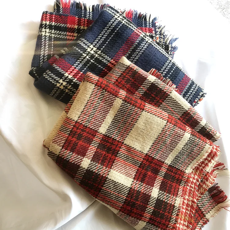 Double sided plaid scarf in2019 thousand bird plaids warm in autumn and winter Plaid shawl imitating cashmere couple |