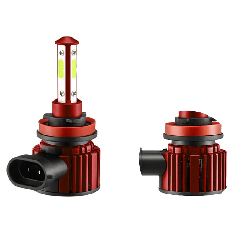 

F8 4-Sides Glow LED Car Headlight Automobile LED Lamp Upgrade Section Universal Car Headlight Red H8/H9/H11