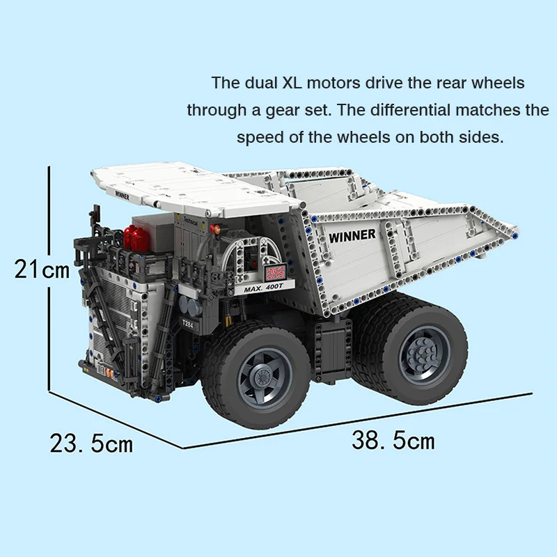 

1383pcs Technical RC Mining Truck Building Blocks Model City Engineering Remote Control Car Brick Toy Gift Set for Boys